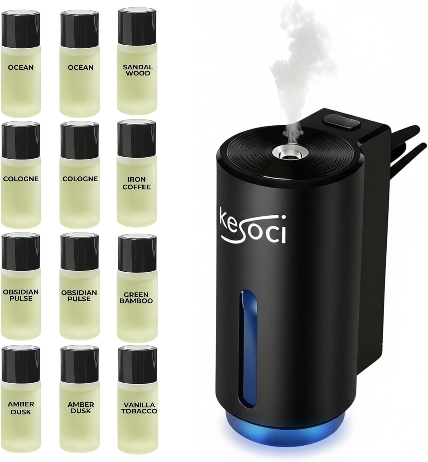 Smart Car Air Freshener Diffuser – Rechargeable Auto Scent Device with 12 Refills – Anti-Leak System, 3 Spray Modes & Motion Sensor Auto On/Off