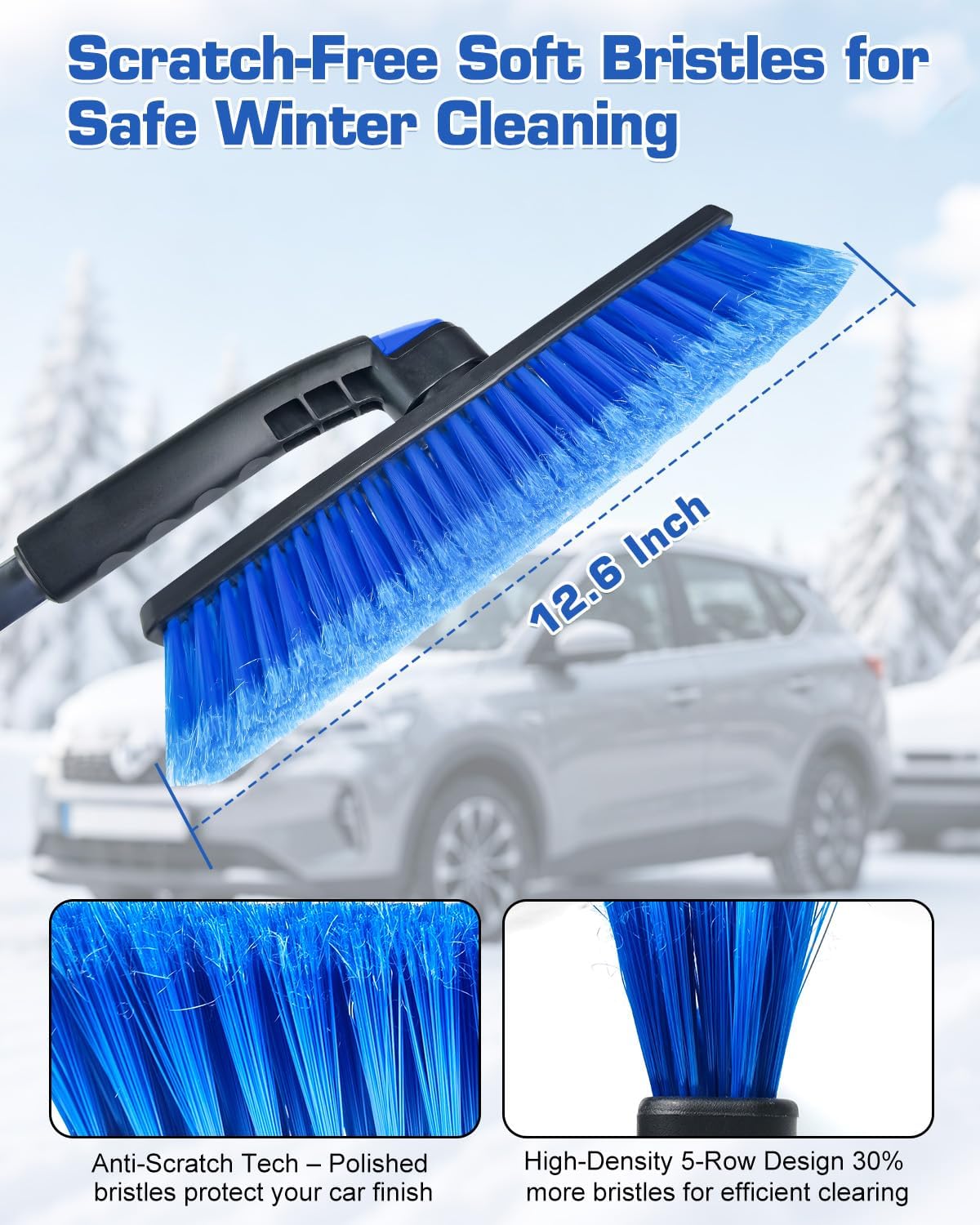 40.5‘’ Extendable Snow Brush & Ice Scraper for Car SUV Windshield