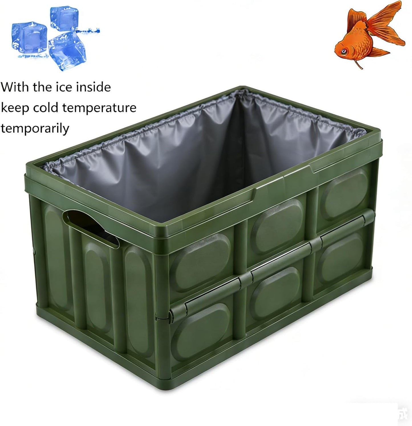 Collapsible SUV Trunk Organizer Plastic Durable Cargo Storage Box Outdoor Storage Organizer Box Secure Snap-on Lid Car Boot Organizer Hard Plastic Storage Box for Camping Picnics,Green