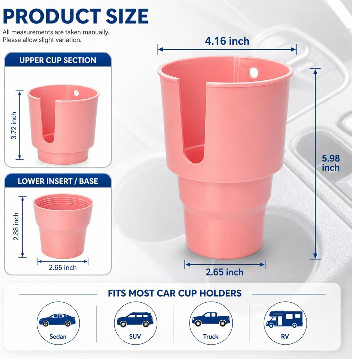Car Cup Holder Expander for 32-40oz Large Bottles & Tumblers