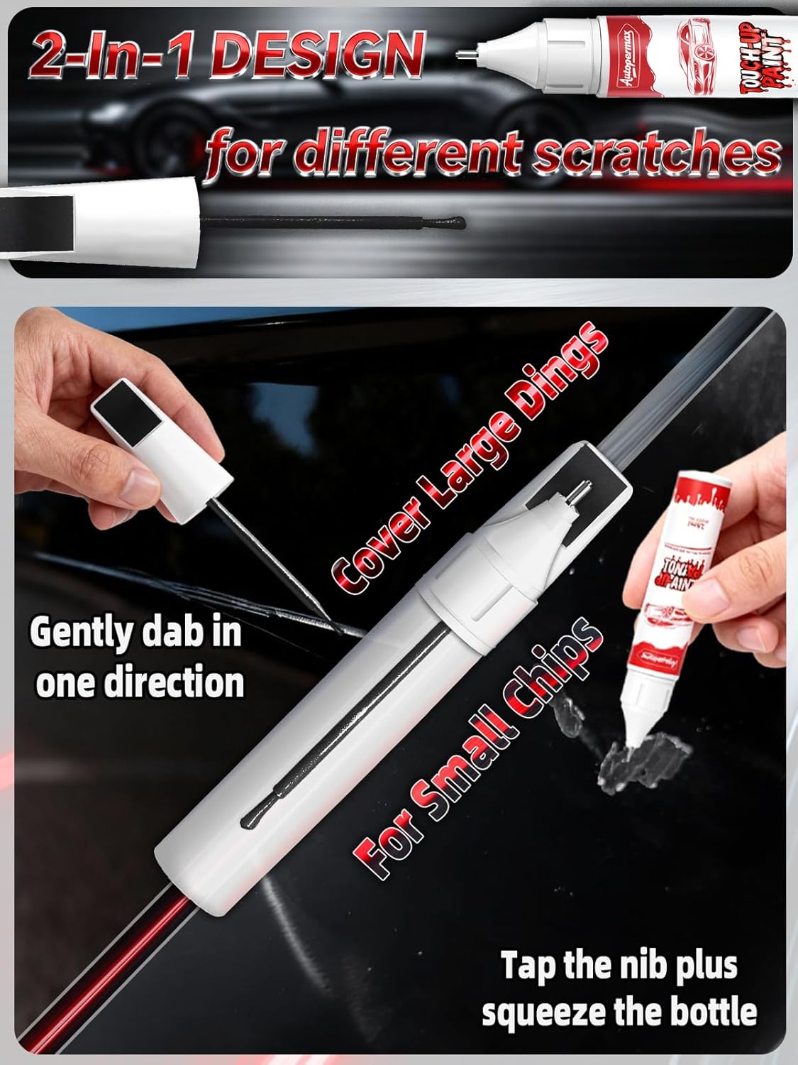 RR Ruby Red Metallic Car Touch Up Paint for Ford, Color Accurate Two-In-One Car Paint Scratch Repair Pen, Professional Scratch Remover for Vehicles Chips and Nicks Scuff