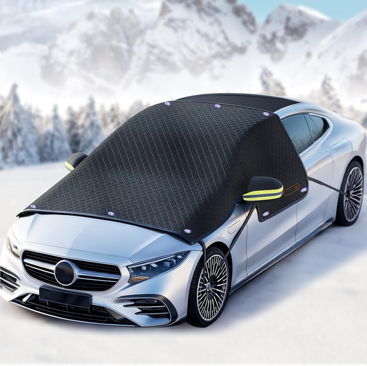 Universal Winter Magnetic Car Windshield Cover for Ice and Snow Prevention - Automotive Protector Featuring Side Window & Rearview Mirror Shields, Suitable for Most Sedans and SUVs