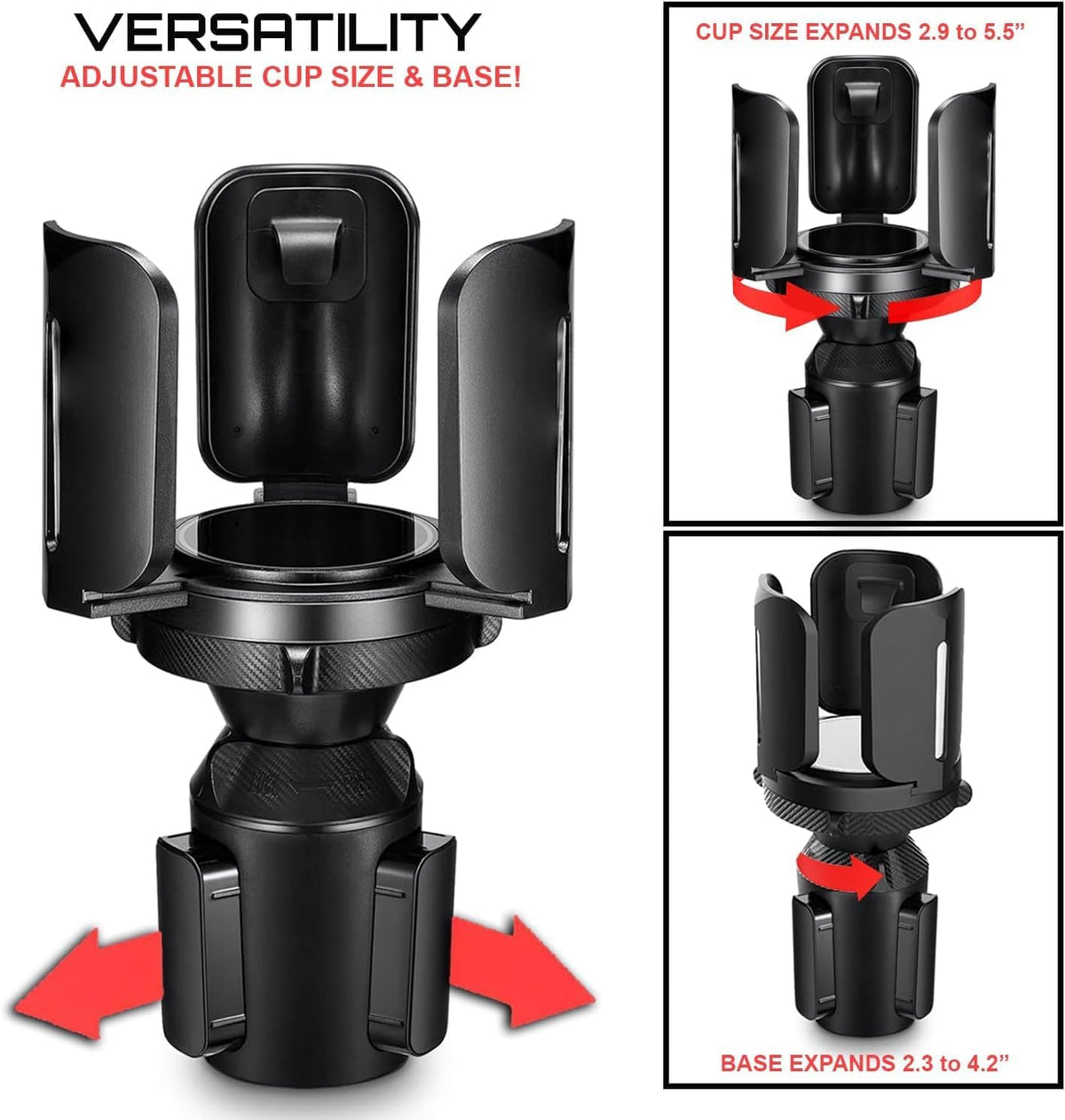 Adjustable Car Cup Holder Expander Compatible with BrüMate Era 20/30/40 oz Tumblers – Applicable for Most Tumblers and Mugs, Fits Most Car Cup Holders (2.3"–4.2"), Anti-Wobble Design