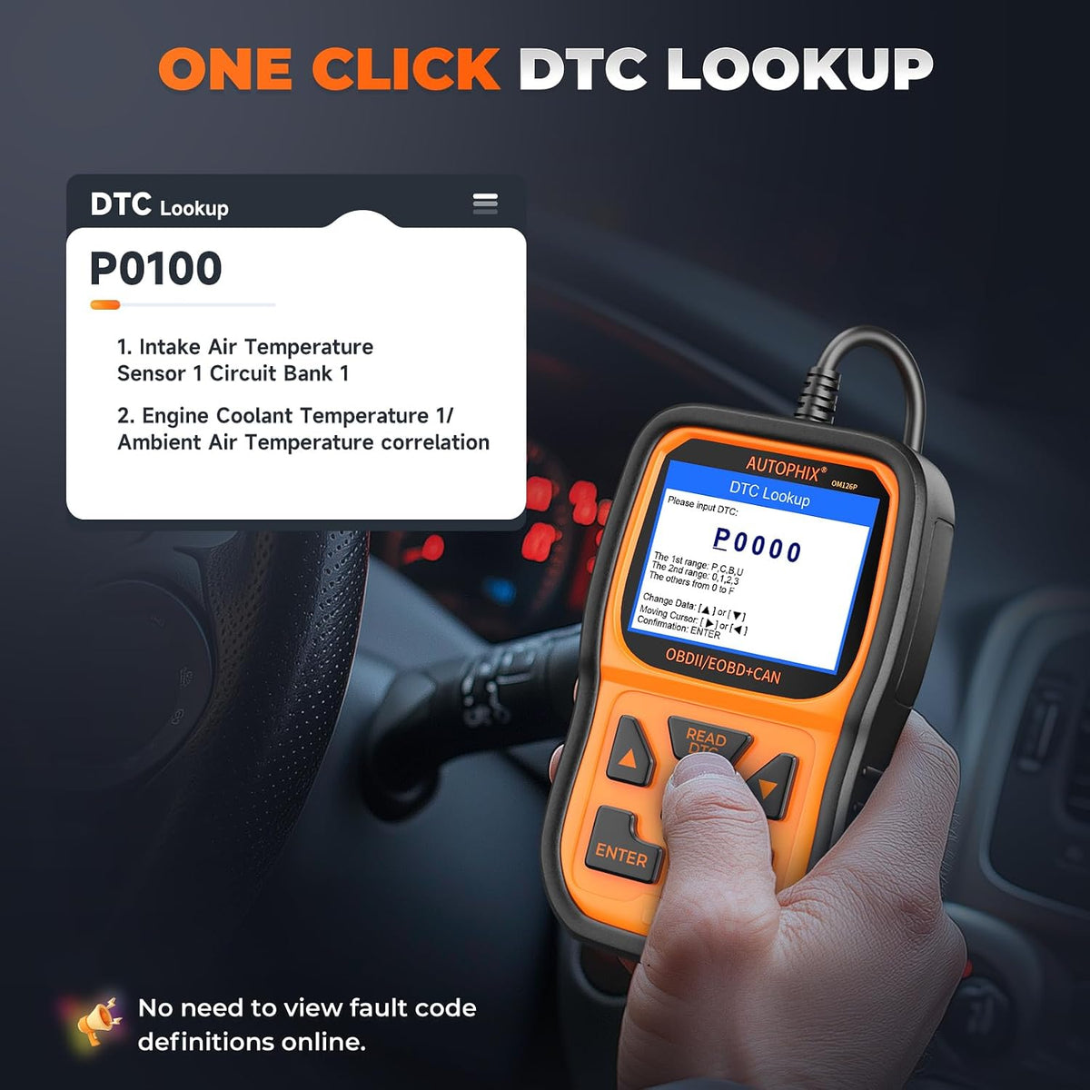 AUTOPHIX OM126P OBD2 Scanner, Check Engine Light Code Reader for OBD2 Cars