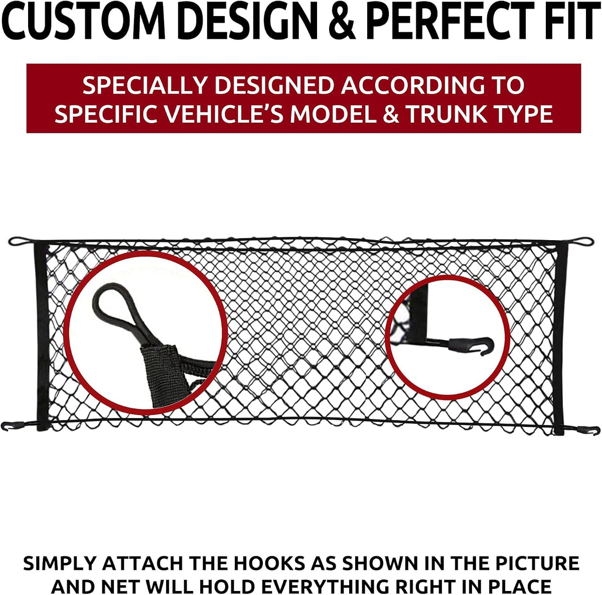 Envelope Style Trunk Mesh Cargo Net compatible with KIA SOUL 2014-2025 - Car Accessories - Premium Trunk Organizers and Storage - Cargo Net for SUV - Vehicle Carrier Organizer for KIA SOUL 2014-2025