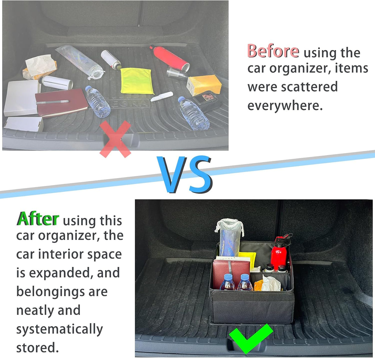 Car Seat Storage Organizer, Passenger Seat Backseat Storage Caddy, Black