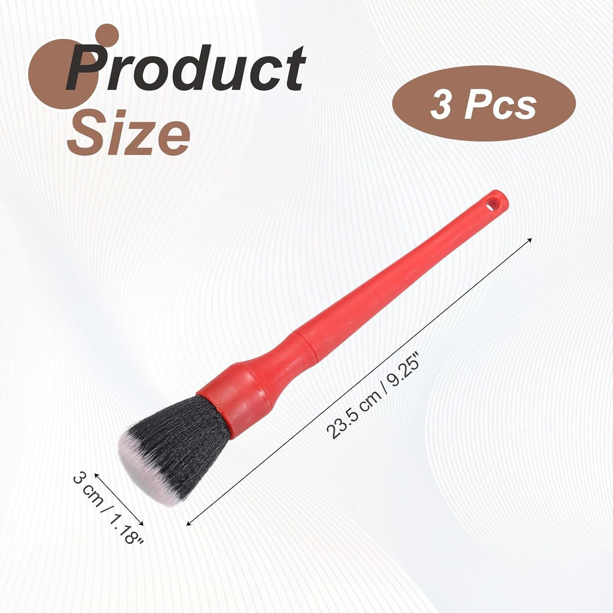 HARFINGTON 3pcs Car Detailing Brush 9.25" Soft Bristle Auto Cleaning Brush