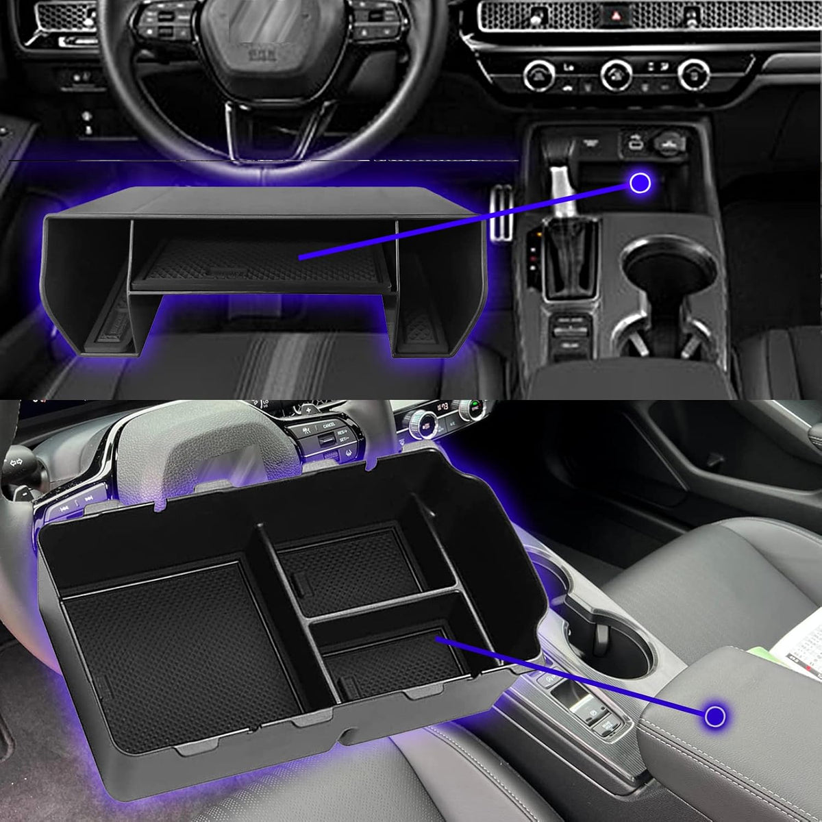 for Honda Civic 2024 2025 2026 Center Console Organizer Tray(2pcs)