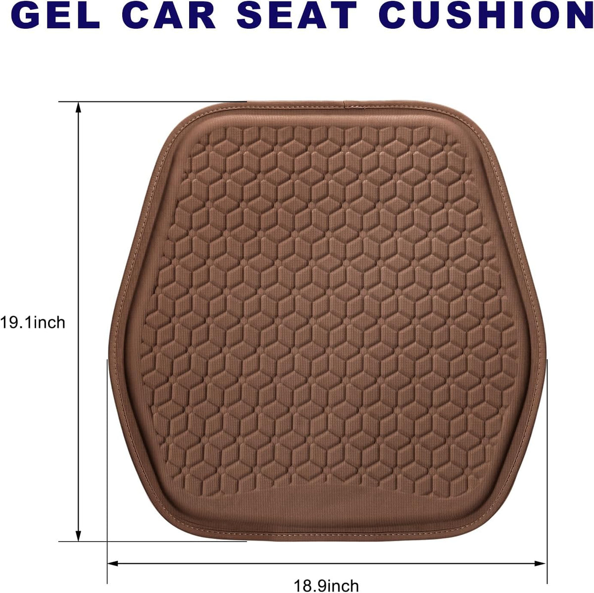 Gel Car Seat Cushion, Non-Slip Front Seat Bottom Cushion Pad, Brown