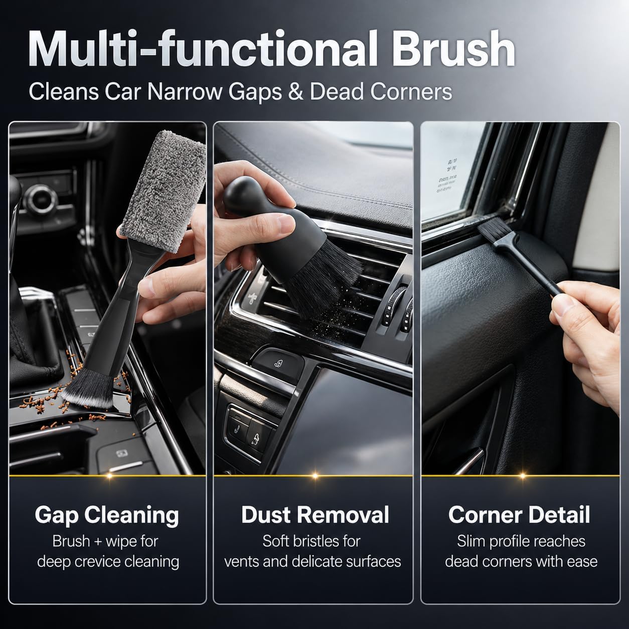 18PCS Car Detailing Kit Upgraded Boar Hair Scratch-Free Interior Cleaner | Dual-use auto&home kit with cleaning gel,2-in-1 vent brush,crevice/glass brushes&storage bag,perfect gift for car enthusiasts