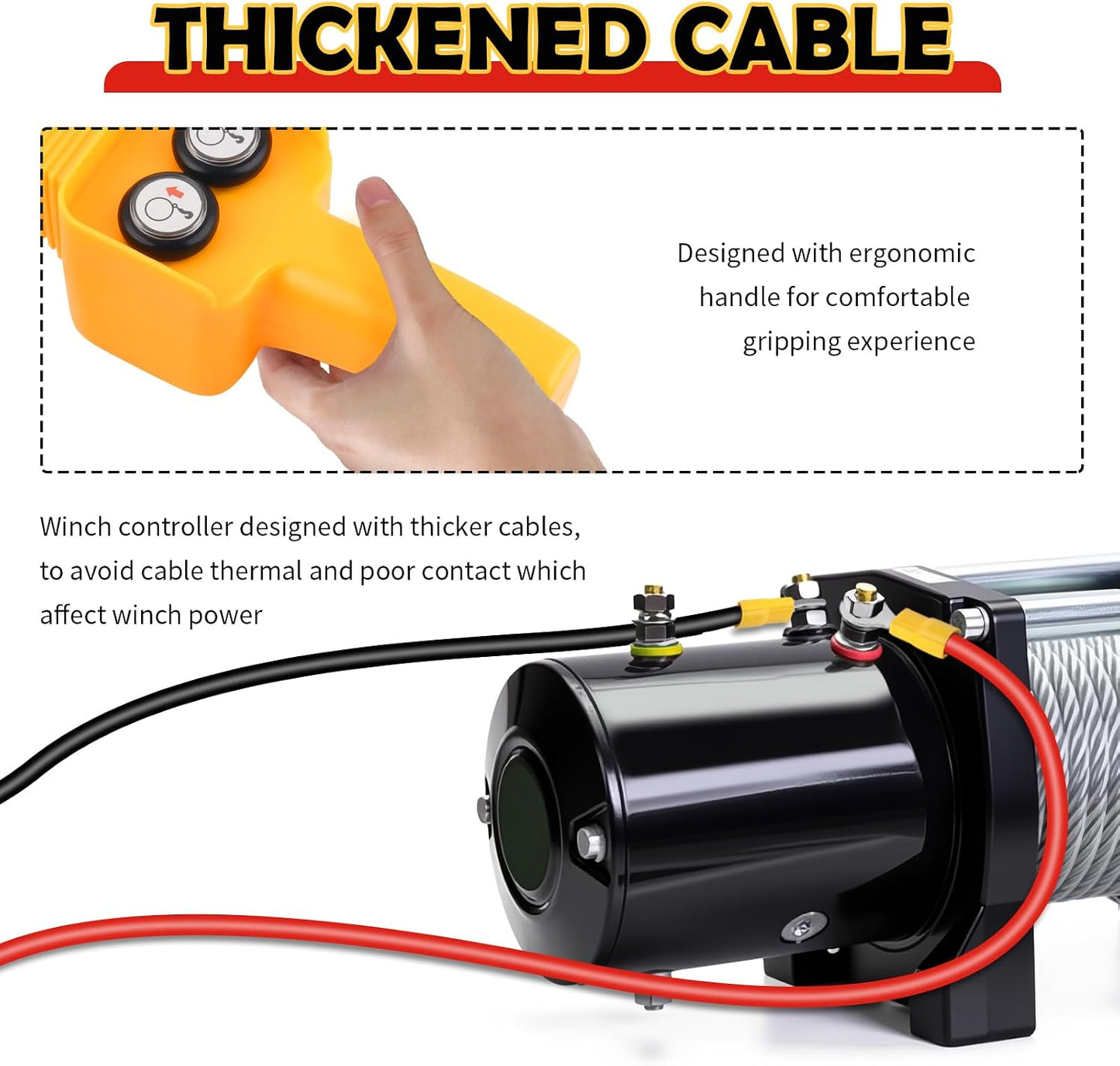 Winch Remote with Cables,Manual Push Button Winch Controller with Large Load Capacity for 1500lbs-5000lbs,Universal Winches Switch Assembly Car Accessories for 12V/24V/48V