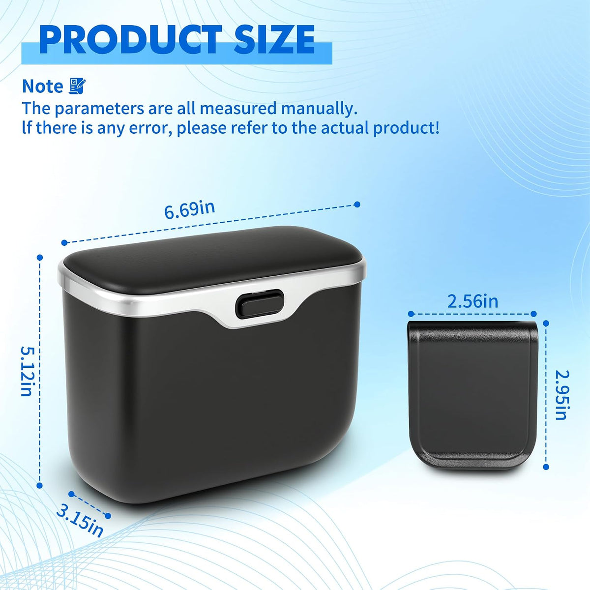 JEYODA - Automatic Push Button Car Trash Can with Secure Lid, Vehicle Garbage Bin (Black)
