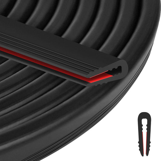 ToLanbbt Rubber Edge Trim U Channel, 1/16" Self Adhesive Sheet Metal Edge Guard Protector, EPDM Seal Strip for Car Doors, Steel Plates, Glass, Hatches, Table Corners, Fit 1/16"(1.6mm), 49Ft, Black