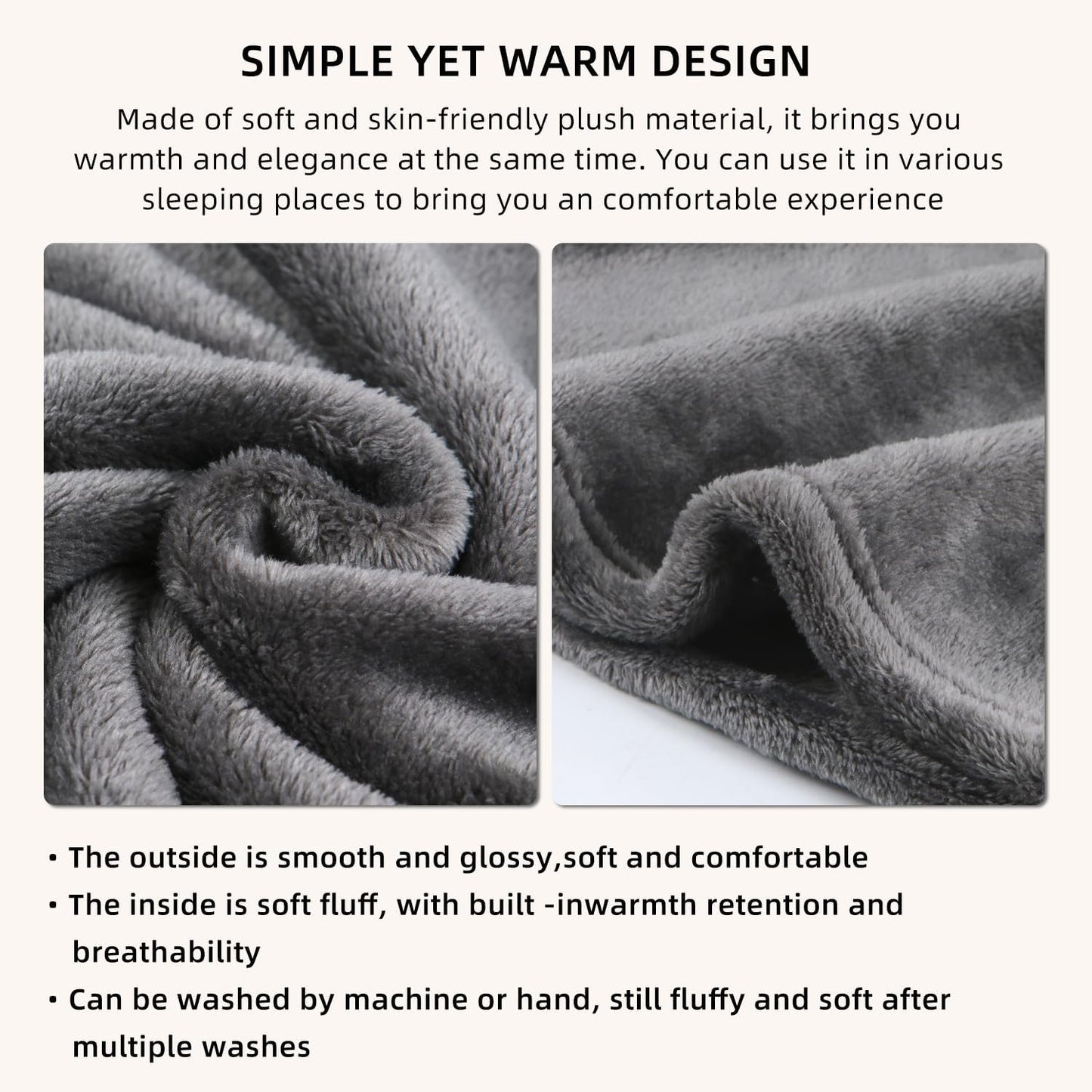 Melissa Large Soft Travel Blanket and Inflatable Pillow Set | Size-69“ x 43.3”, Carry Bag – Lightweight, Compact & Washable for Backpacking, Hiking, Airplane, Car, Office, Camping (Gray)