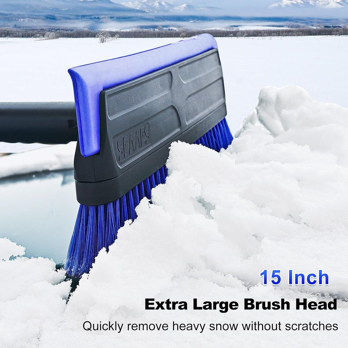 SEAAES 56 Inch Long Snow Brush Scraper and Snow Broom for Truck - Blue