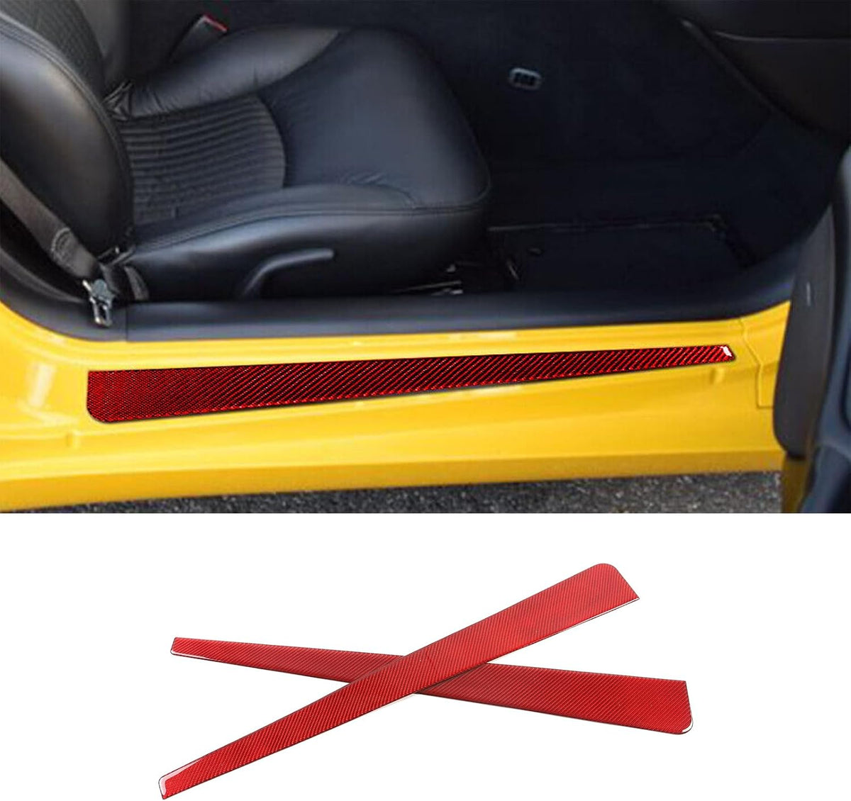 Compatible with Soft Carbon Fiber Car Door Sill Guards for Chevrolet Corvette C5 Z06 1998-2004,Door Entry Guards Sill Scuff Cover Panel Step Protector,Pedal Protector Cover