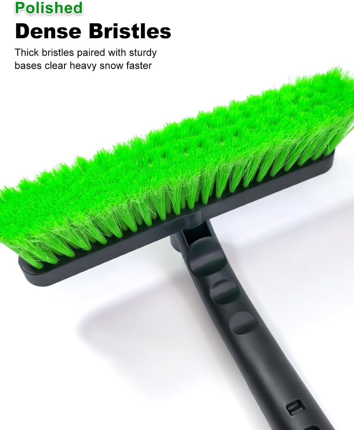 SEAAES 33 Inch Ice Scraper with Snow Brush for Car Windshield, Extendable Snow Scraper and Brush with Foam Grip for Truck SUV Vehicle Window - Green