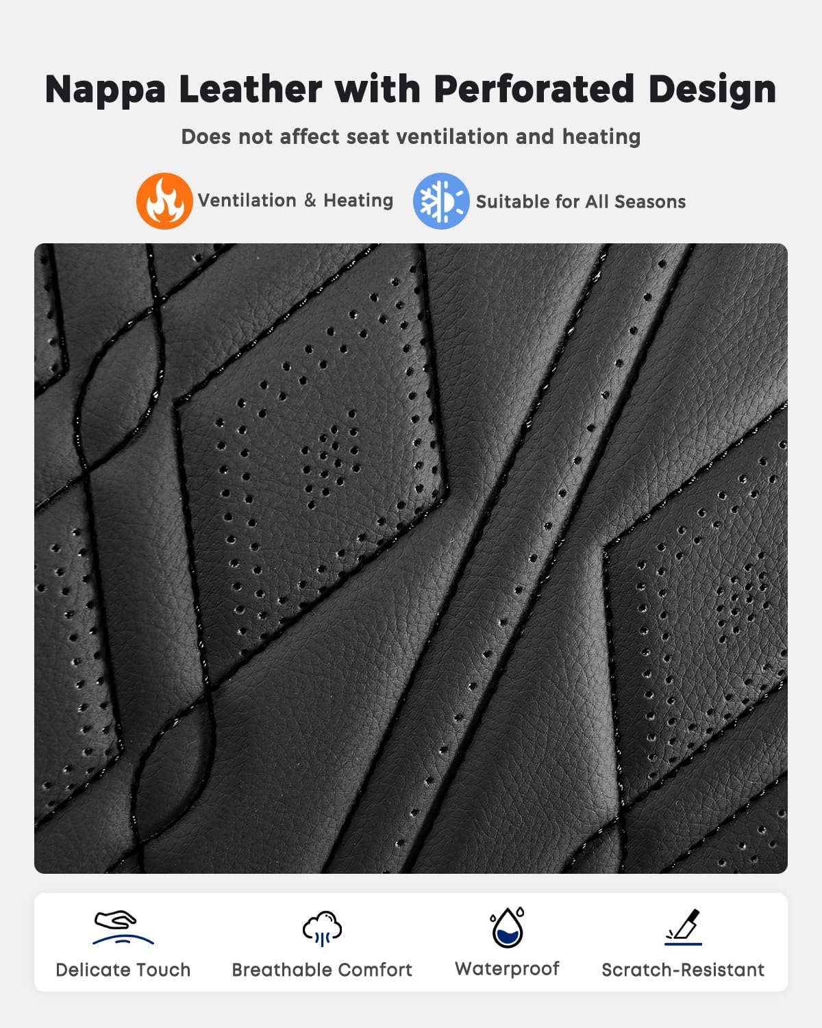 Huidasource Leather Seat Covers Full Set, Car Seat Cover Universal Fit for Most Cars Sedans SUVs Trucks, Airbag Compatible, Cup Holder Access, Easy Install, Wipes Clean, Wear-Resistant, Black