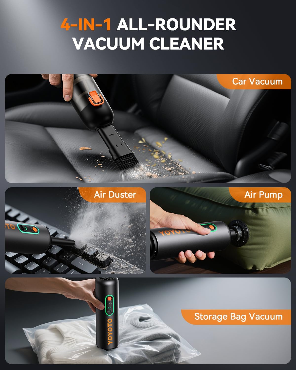 Car Vacuum Rechargeable 21000Pa Powerful Suction Handheld Vacuum Cordless