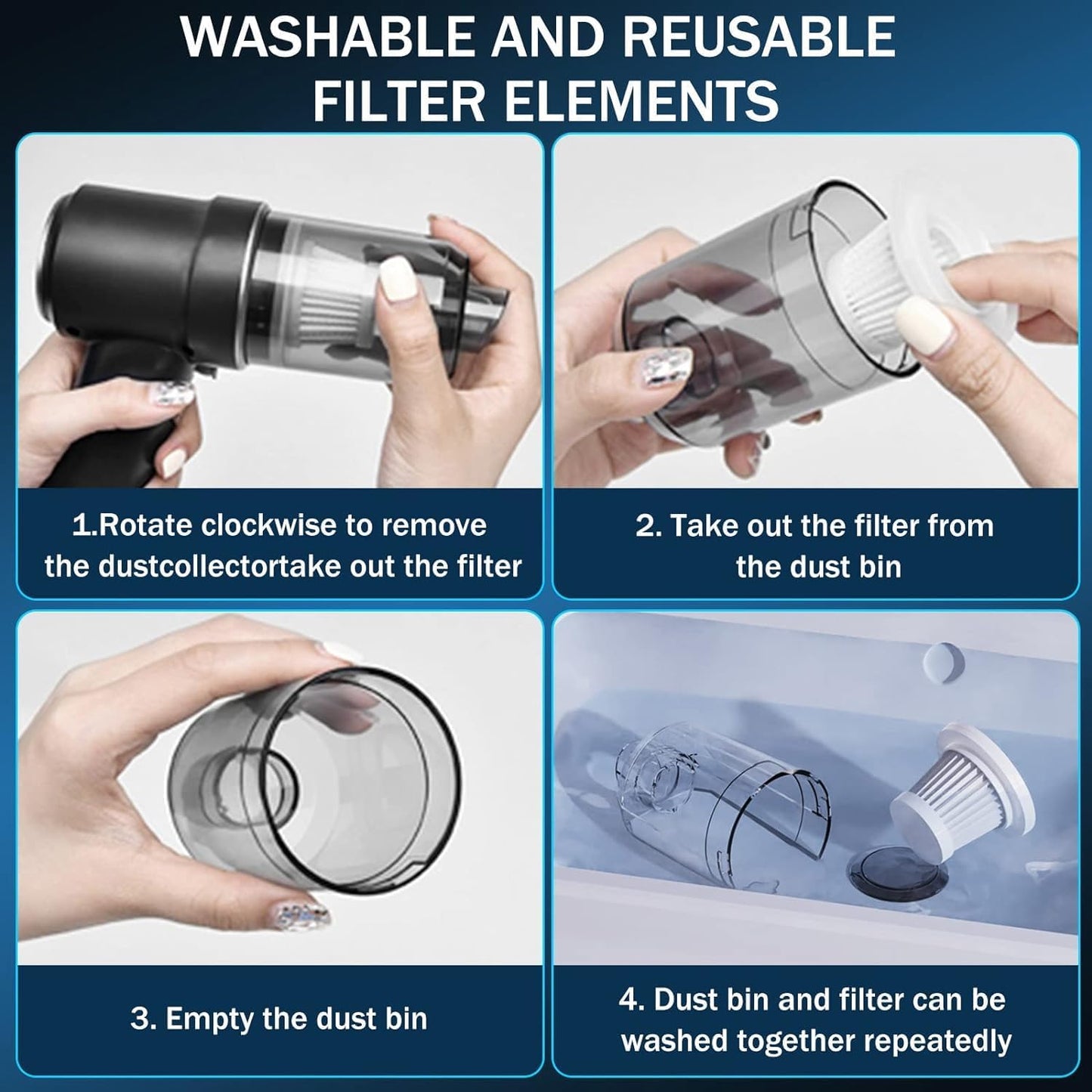 Mini Vacuum Cleaner for,2 in 1 Keyboard Vacuum Cleaner Wireless Handheld,Car Vacuum with Brushless Motor High Power 120W Rechargeable Easy to Clean Car Interior (Black)
