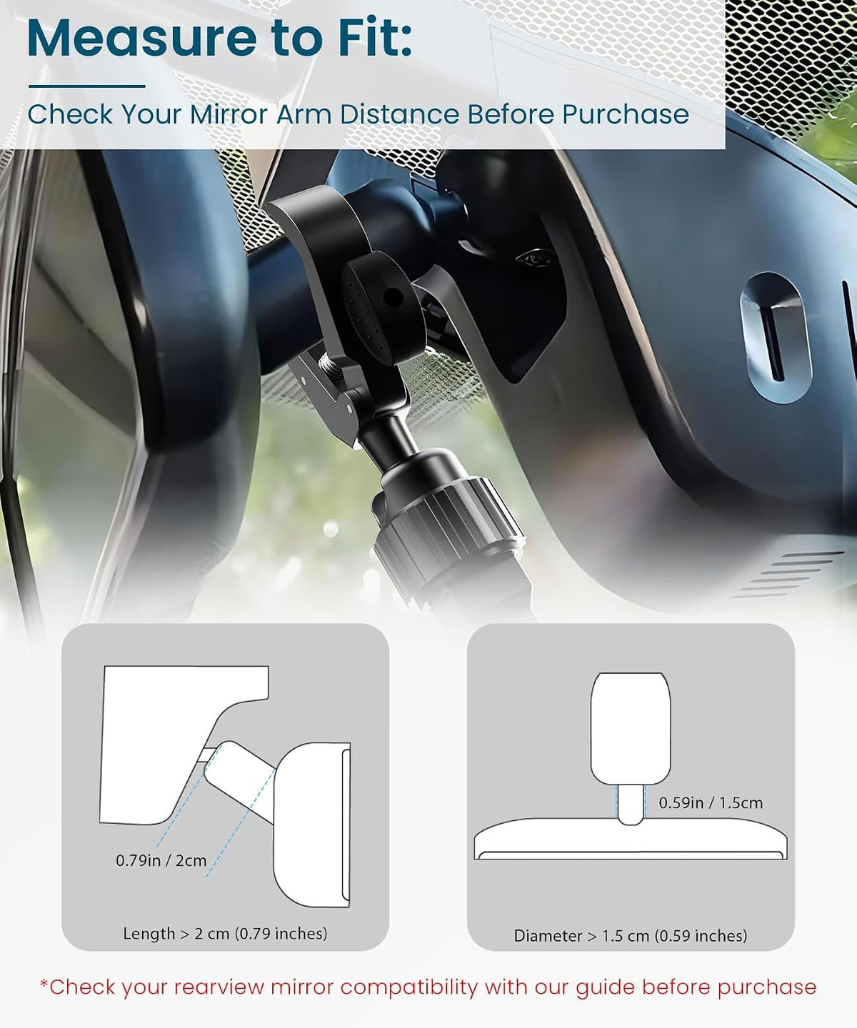 Rear View Mirror Phone Holder, Premium Aluminum Alloy Mount with Multi-Angle Adjustment, Rearview Mirror Phone Holder Mount For Car & Truck, Universal Accessories Compatible with All Cell Phone
