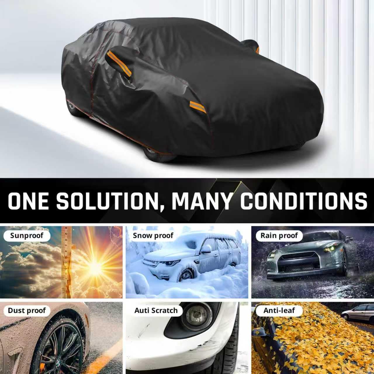 6 Layer Heavy Duty Hatchback Car Cover Waterproof All Weather Protection with Cotton Liner, Universal Fit Nissan Leaf, Honda Civic Hatchback, Mazda 3 Hatchback, Toyota Corolla Hatchback