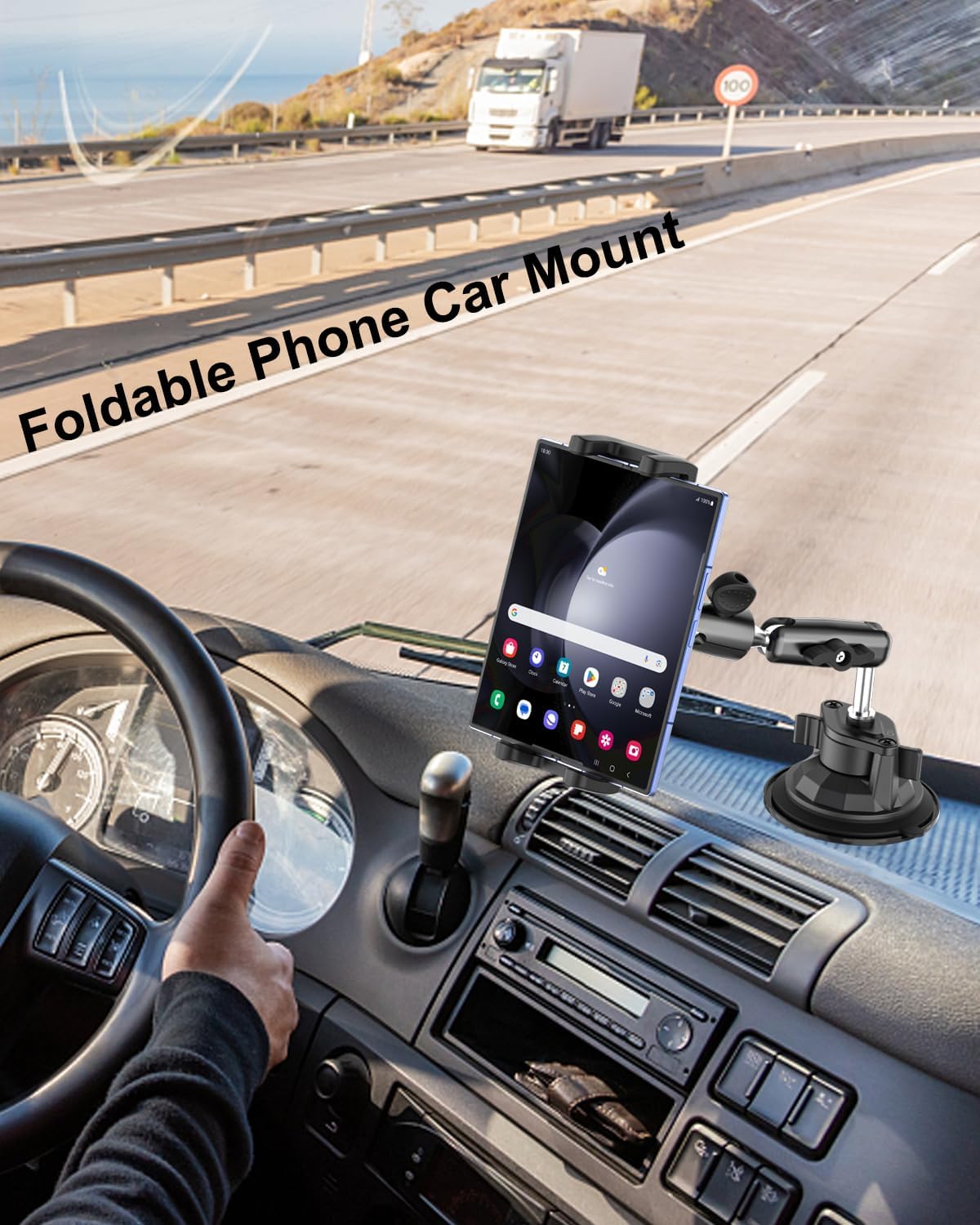 Z Fold Car Holder, Windshield Mount for Foldable Phone, Super Suction Cup