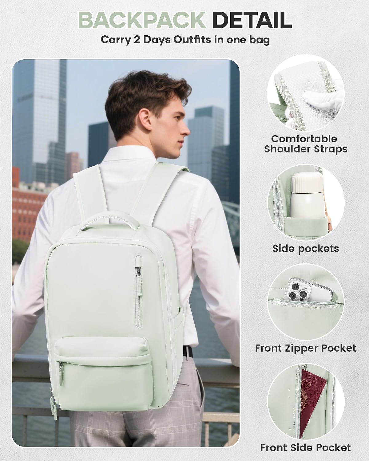 Vacuum Seal Backpack for Travel with Air Pump Vacpack Carry on Flight Approved Compression Daypack Laptop Space Saver Bags Storage with Vacuum System 18x14x8 inches Travel Bag Women MintGreen