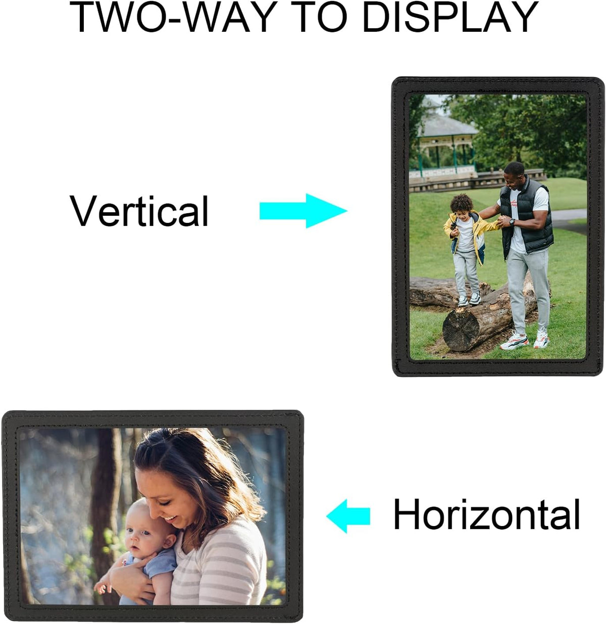 Car Picture Frame, Leather Vehicle Sun Visor 4x6 (Standard 6 Inches) Photo Holder Displays Both Horizontally and Vertically by Srandme (1pcs, Black)