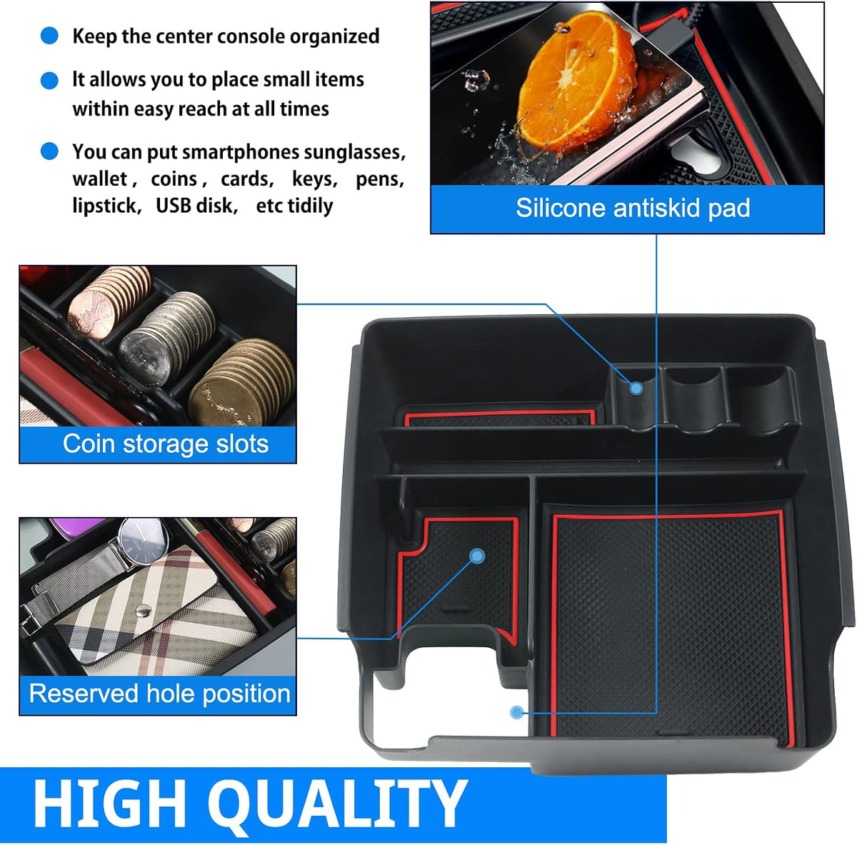 SHAOHAO for 2025 2026 Nissan Frontier Center Console Organizer Tray 2022-2025 2026 Nissan Frontier (S/SV/Pro-X/Pro-4X/SL) Console Tray Frontier 2023 2024 2025 2026 Accessories Armrest Box Organizer