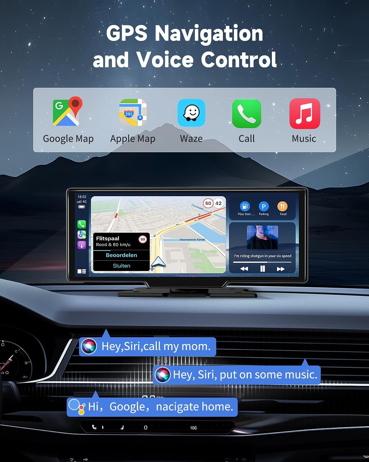 11.5" Largest Wireless Carplay Screen for Car, Portable A pple Carplay & Android Auto Touch Screen, 4K Dash Cam/App Control/1080p Backup Camera/Mirror Link/Voice Control/GPS/Bluetooth,for All Vehicles