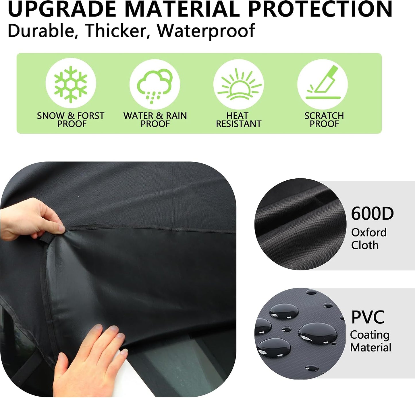 KXQ Car Windshield Cover for Ice and Snow, Enhanced-600D Oxford Fabric Windshield Snow Covers, Windshield Cover for Snow Fits Most Small to Mid-Size Sedans and SUVs (63 x 47.5 Inch)