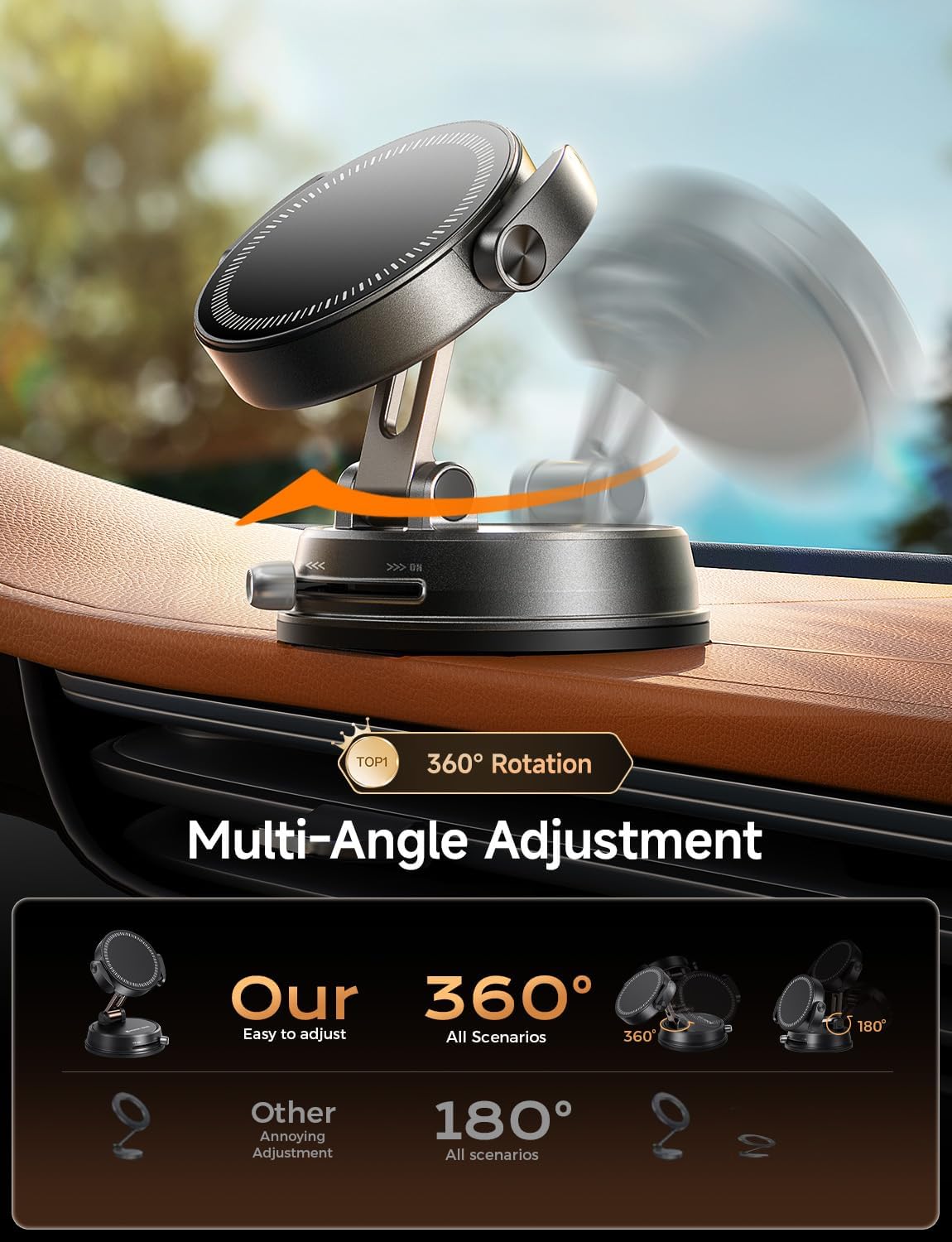 MAGIC JOHN for Magsafe Car Mount, Magnetic Phone Holder for Car