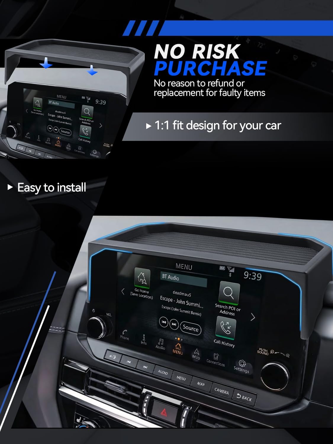 for Pathfinder Dashboard Center Console Organizer 2026 2025 2024 2023 2022 Pathfinder SL/Platinum/Rock Creek Accessories 9’’ Behind Screen Organizer Box Dash Tray-Only for 9" Screen