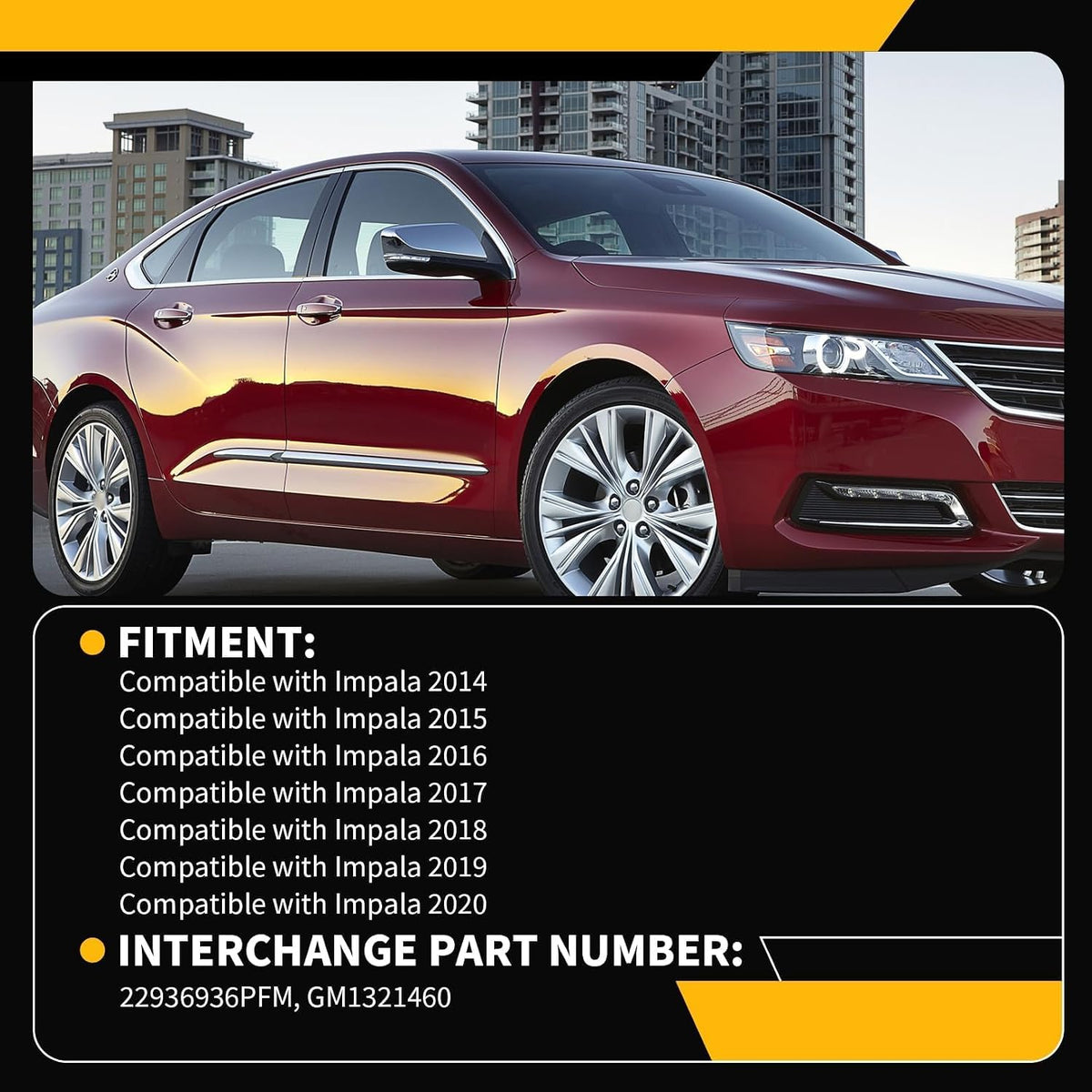 Right Mirror Assembly Compatible with Impala 2014-2020 12 Pins