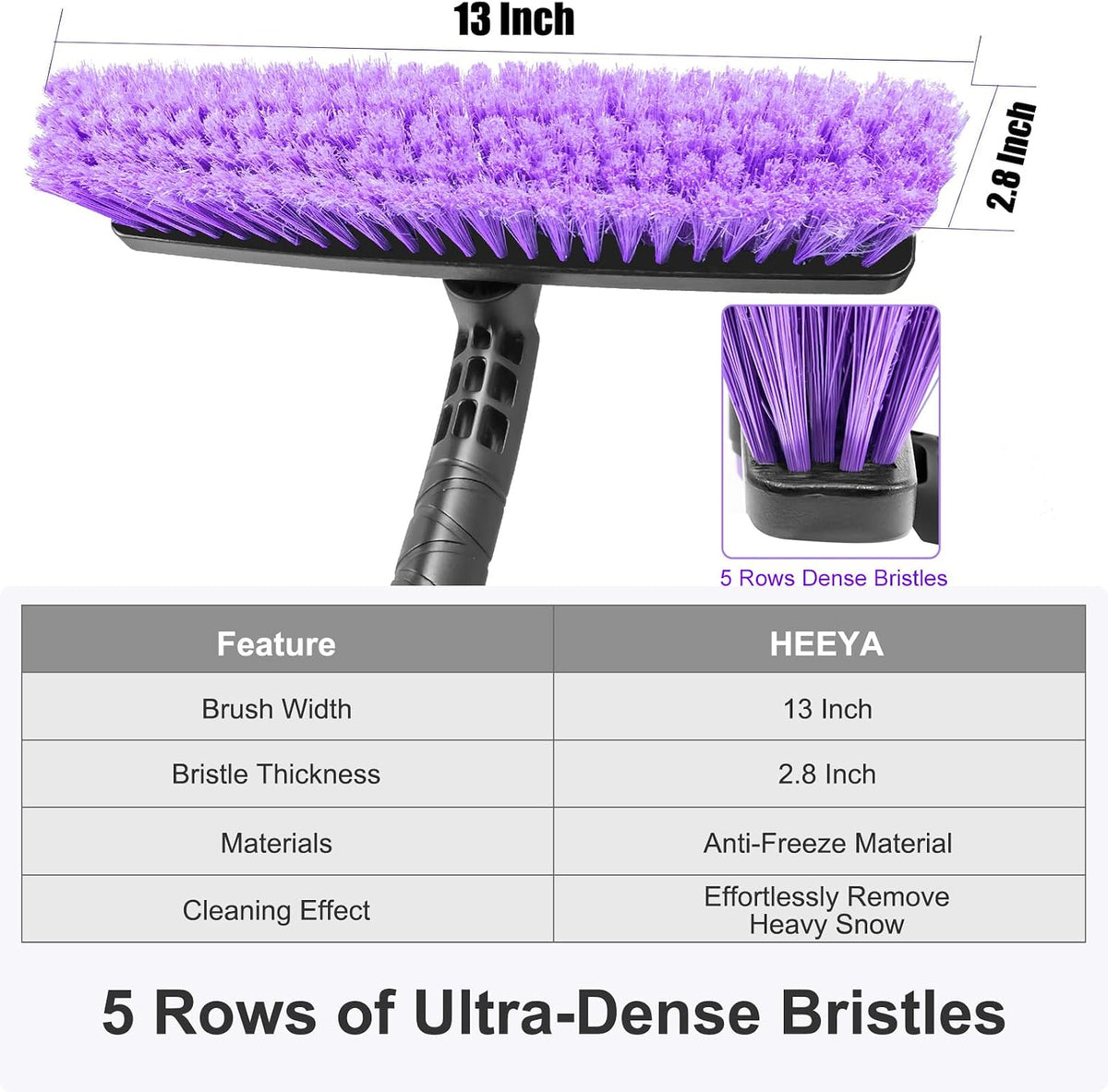 HEEYA 48 Inch Long Snow Brush for SUV, Extendable Ice Scraper and Brush