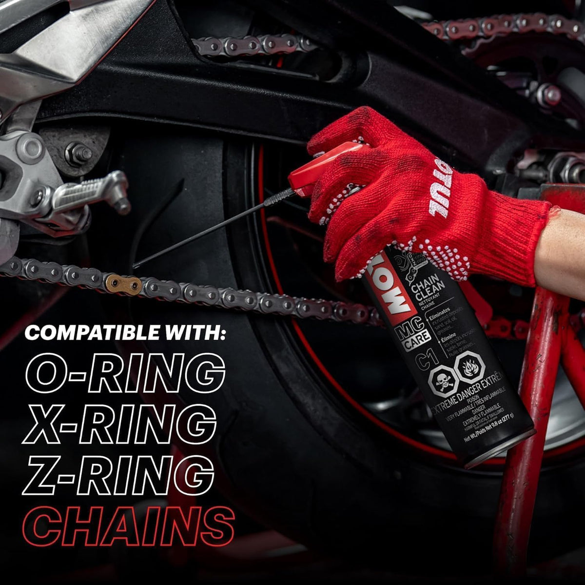 Motul C1 Chain Clean – Motorcycle Chain Cleaner for Dirt Bike, Street Bike, ATV, UTV &amp; O-Ring/X-Ring Chains, Heavy Duty Degreaser Spray, Removes Grease &amp; Grime Fast, 9.8 oz