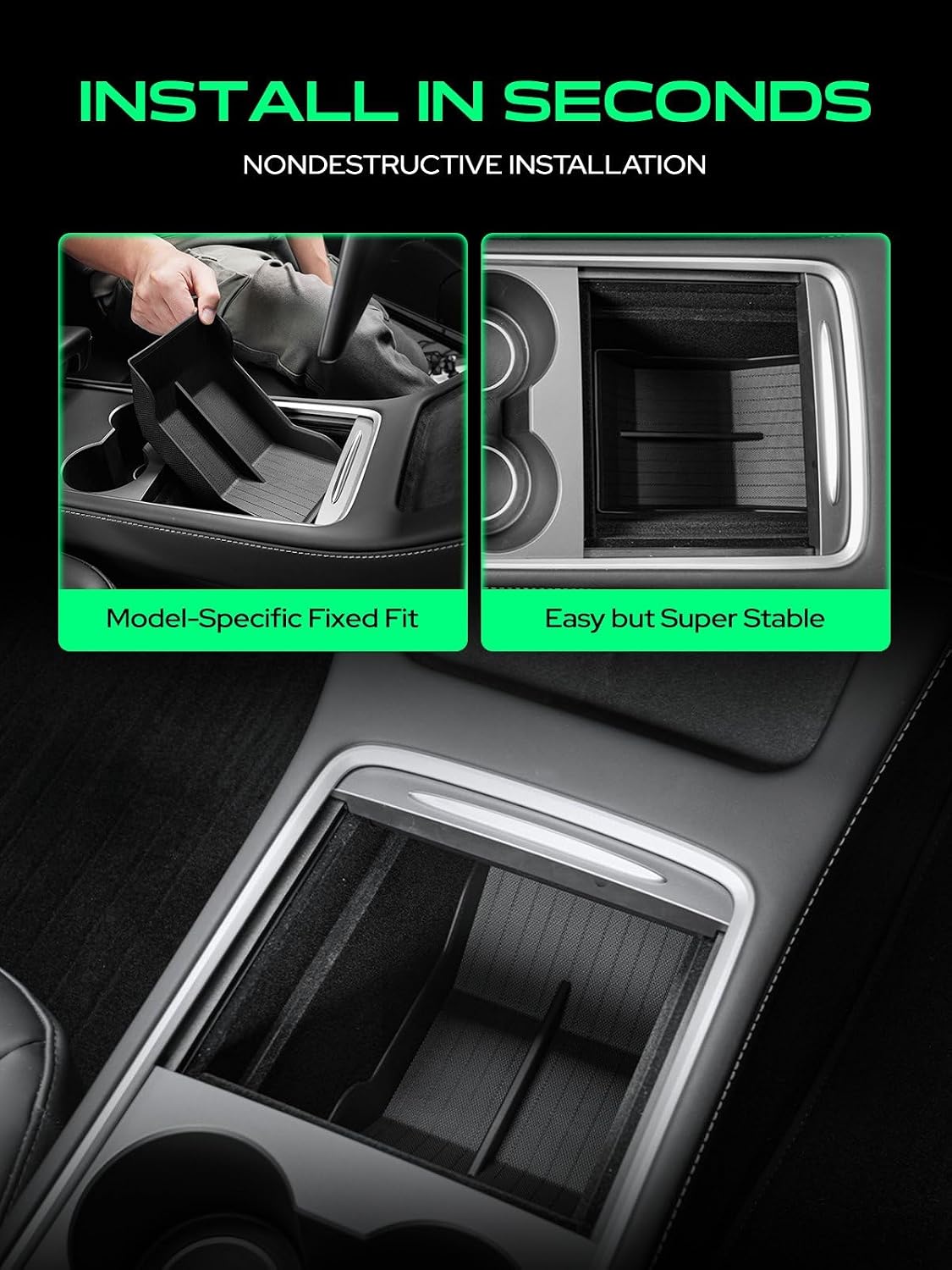 YHTAUTO Center Console Lower Bottom Organizer for Tesla Model 3 2021-2023
