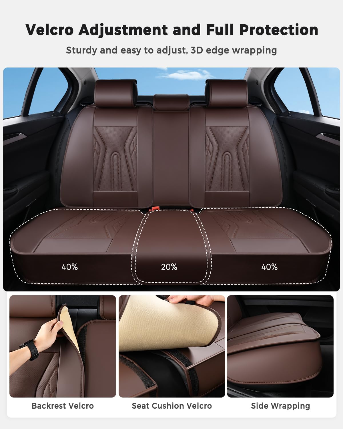 Huidasource Rear Seat Covers, Universal Fit for Cars SUVs Trucks, Coffee