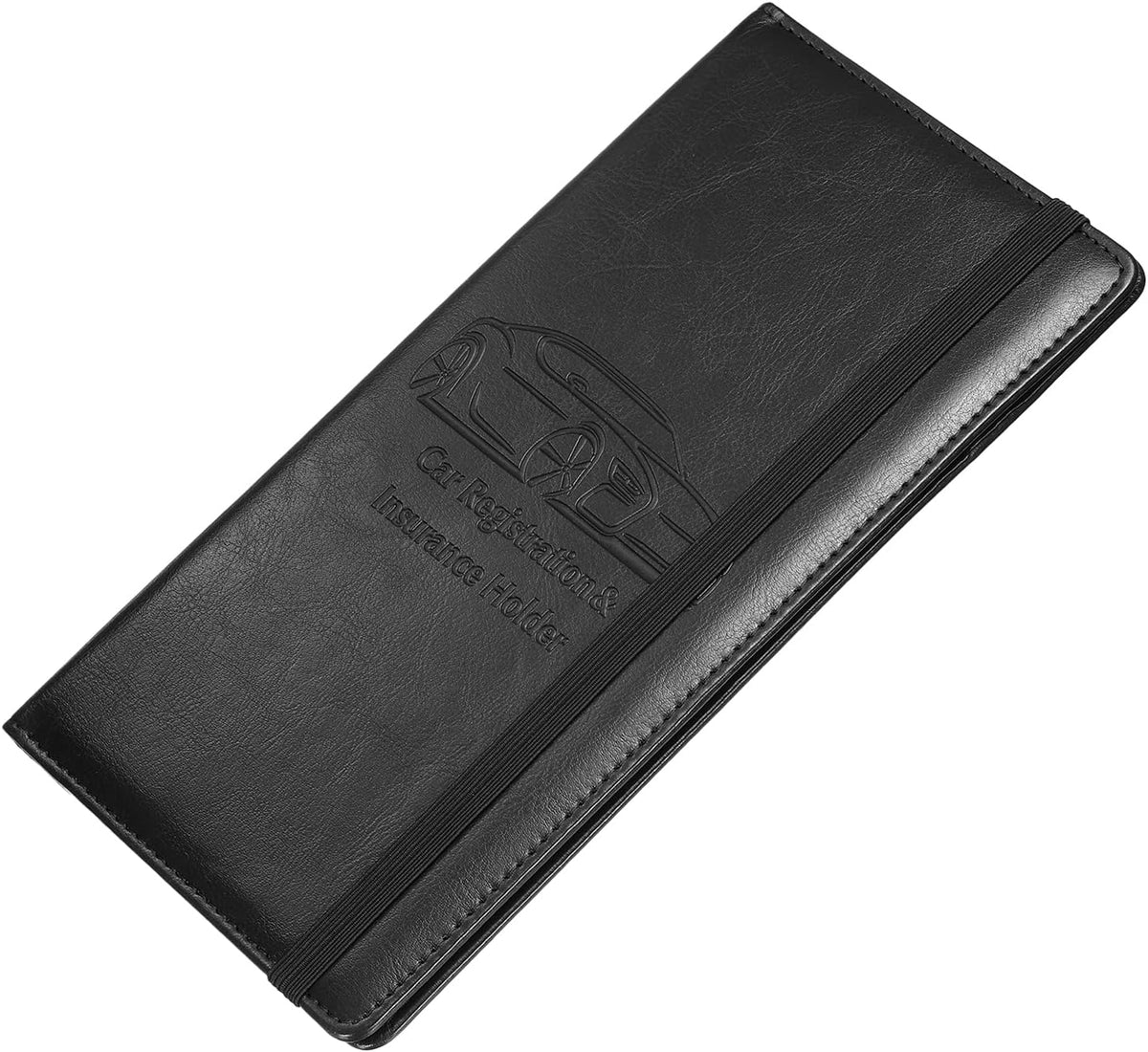HARFINGTON Car Registration and Insurance Holder 9.45" x 5.04" PU Leather Vehicle Glove Box Organizer Storage Accessories Men Women Car ID Holder for License ID Card Bank Card, Black