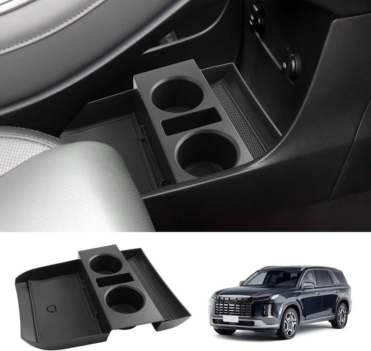 LUWU Low Center Console Organizer Compatible with 2026 2027 Hyundai Palisade Calligraphy Accessories Armrest Console Organizer Armrest 2027 Palisade Lower Storage Tray w/o Cup Holder(ONLY for 7-Seat)