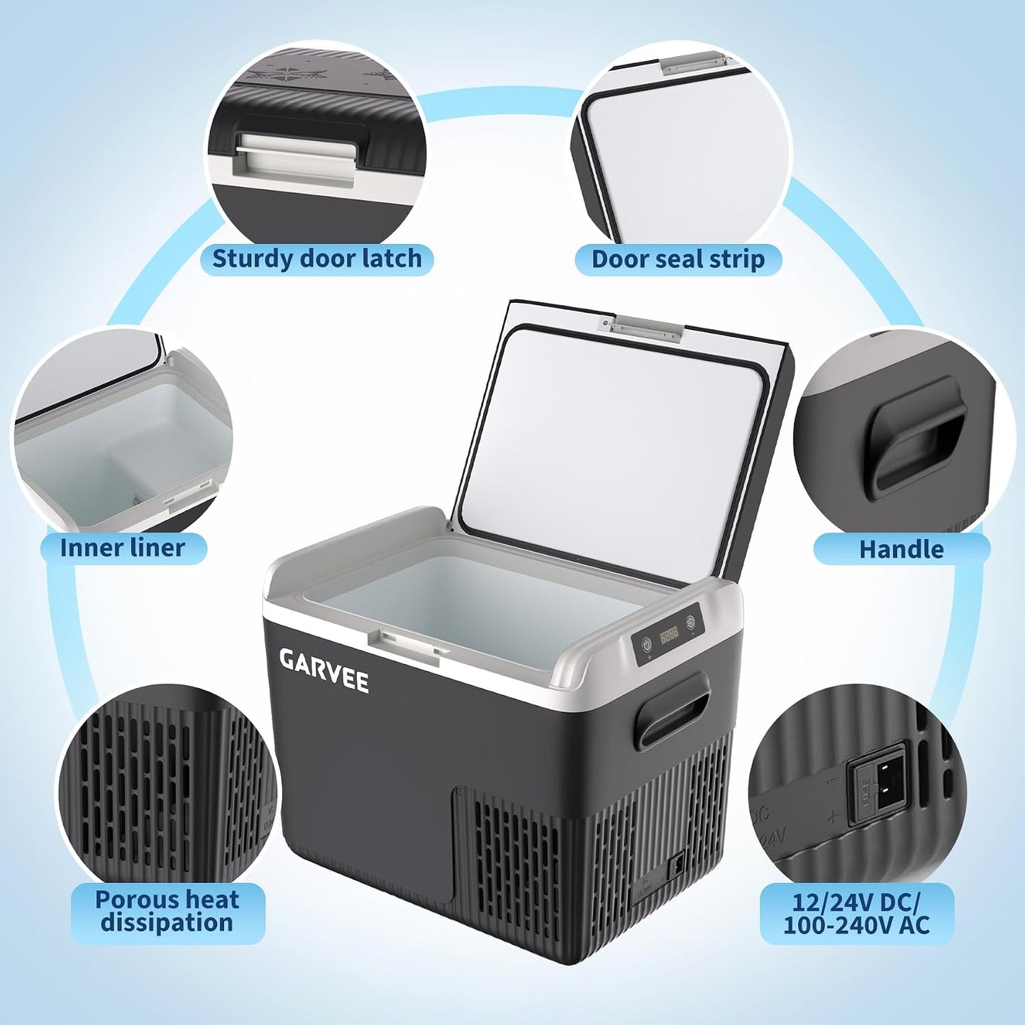 Garvee 12 Volt Refrigerator, 19QT 12V Car Fridge, Portable Freezer Compressor Electric Cooler, 12/24V DC 110-240V AC, Portable Refrigerator for RV/Truck/Camping, -4°F to 68°F