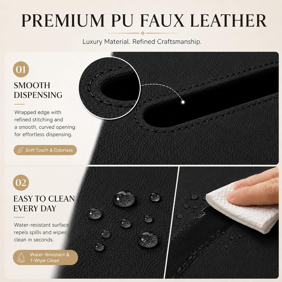 Car Tissue Holder with Magnetic & Strap Mount, Black, 1 Pack