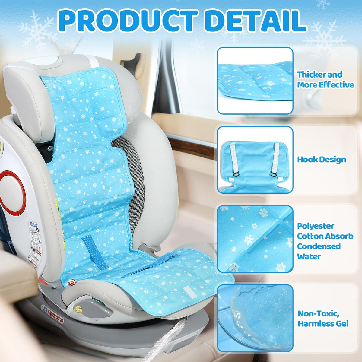 Orzbow Car Seat Cooling Pad with Insulated Bag, Carseat Cooler Pad for Babies Toddler Kids Infant, Portable Baby Cooling Pad for Hot Summer to Keep Comfortable, Blue