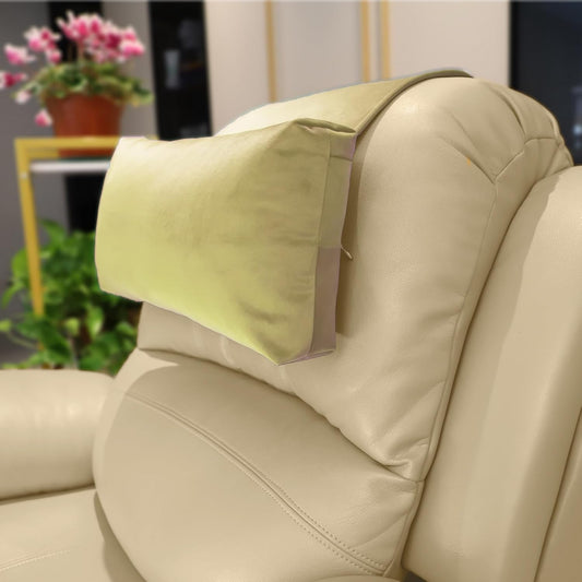 Non-Slip Head Pillow for Recliners - Neck Support Cushion with Velvet Cover for Pain Relief at Home, Office and Travel (Beige)