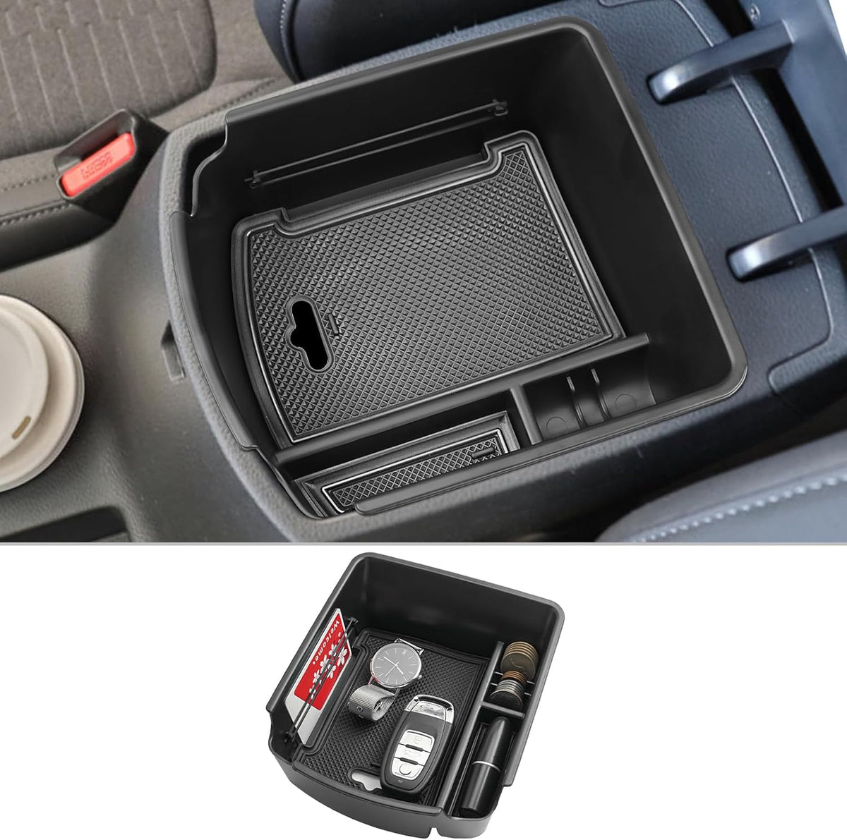 CDEFG 2020-2025 2026 Kia Seltos Center Console Organizer Tray for 2020-2024 2025 2026 Kia Seltos Accessories Middle Console Armrest Storage Box Secondary Insert Tray Coin Container