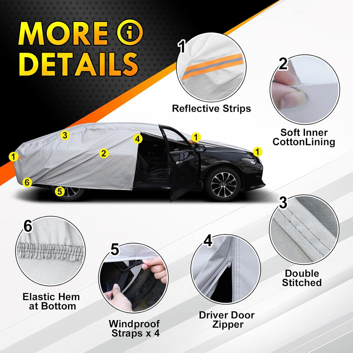 Car Cover Custom Fit for VW Beetle Bug 2-Door 1960-1980, 6 Layer Heavy Duty Waterproof All Weather Car Tarp Outdoor Protection with Cotton Lining