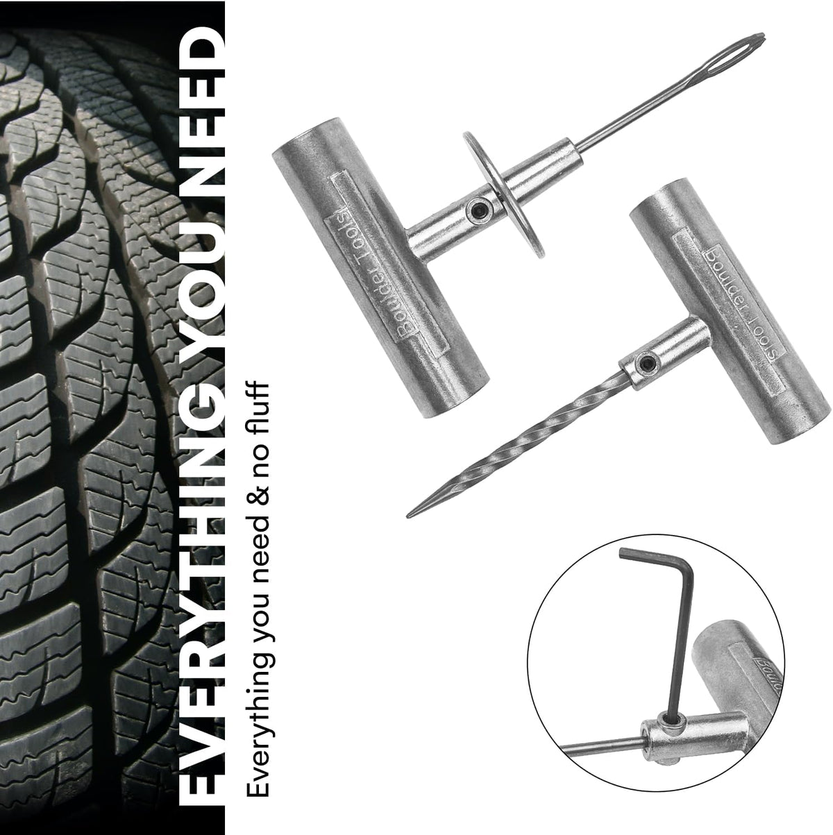 Boulder Tools Tire Plug Kit - Heavy Duty Tire Repair Kit for Tubeless Tires