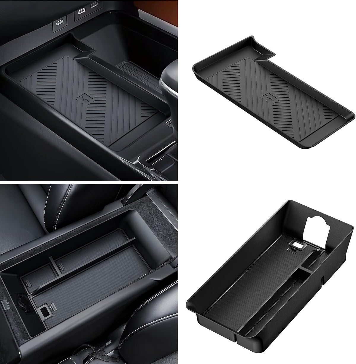 YPHUIKI 2PCS Center Console Organizer for Toyota Camry 2025 2026 Accessories Wireless Charging Anti-Slip Mat Armrest Storage Box Organizer Tray for 9th Gen Camry (LE SE XLE XSE Nightshade)