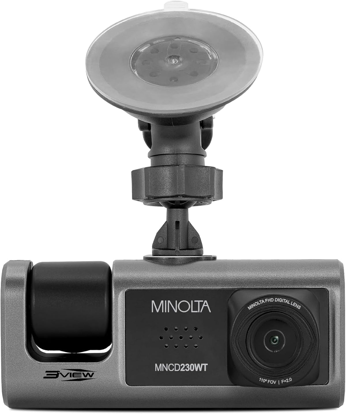 Minolta MNCD230WT 3View 3-Channel Dash Camera 1080P HD (Gray)